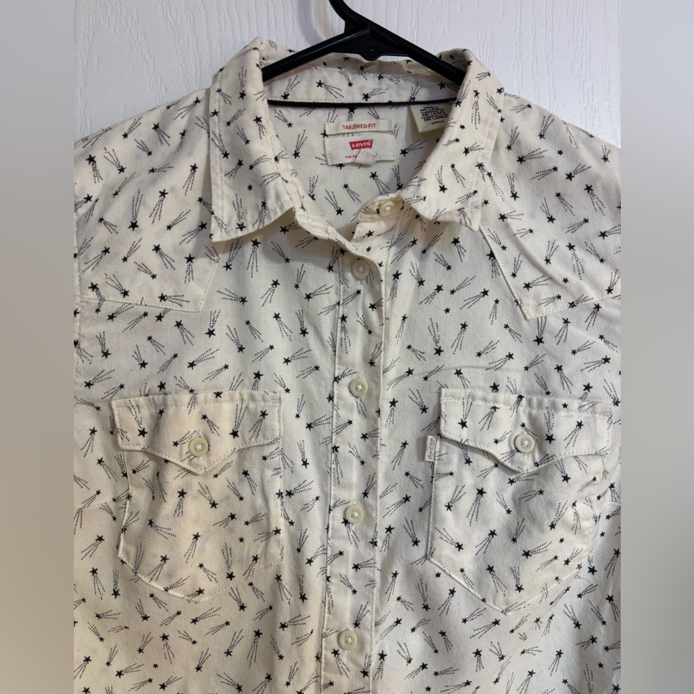 Levi’s Button Down Shooting Star Collared Tailored Fit Cotton Long Sleeve Small - Picture 2 of 7